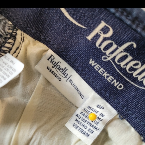 Rafaella Weekend Women SZ 6P Slimming Ribbon Trim cropped dk. Wash - Picture 5 of 6